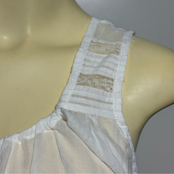 Free People Coretta Tunic Cream White Sheer Lace Trimmed Top Small NWT - Picture 2 of 16